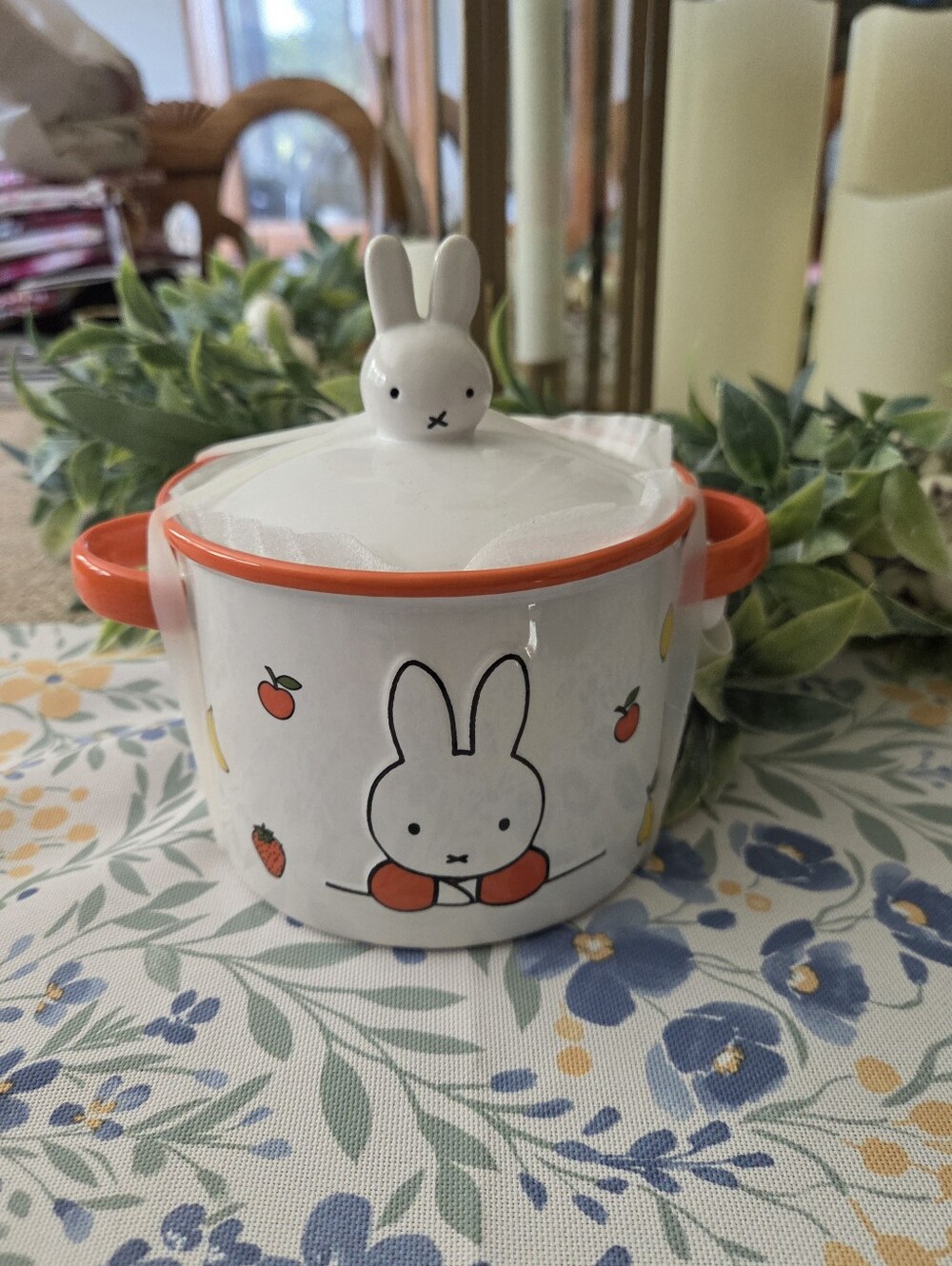 Miffy Ceramic Baker With Lid - White & Orange